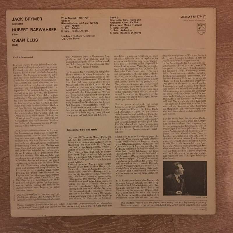 Mozart, Jack Brymer, Hubert Barwahser, Osian Ellis, London Symphony Orchestra, Colin Davis* ...