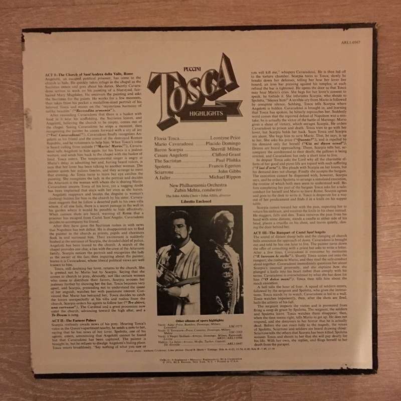 Giacomo Puccini  Tosca (Highlights) -  Vinyl Record - Opened  - Very-Good Quality (VG)