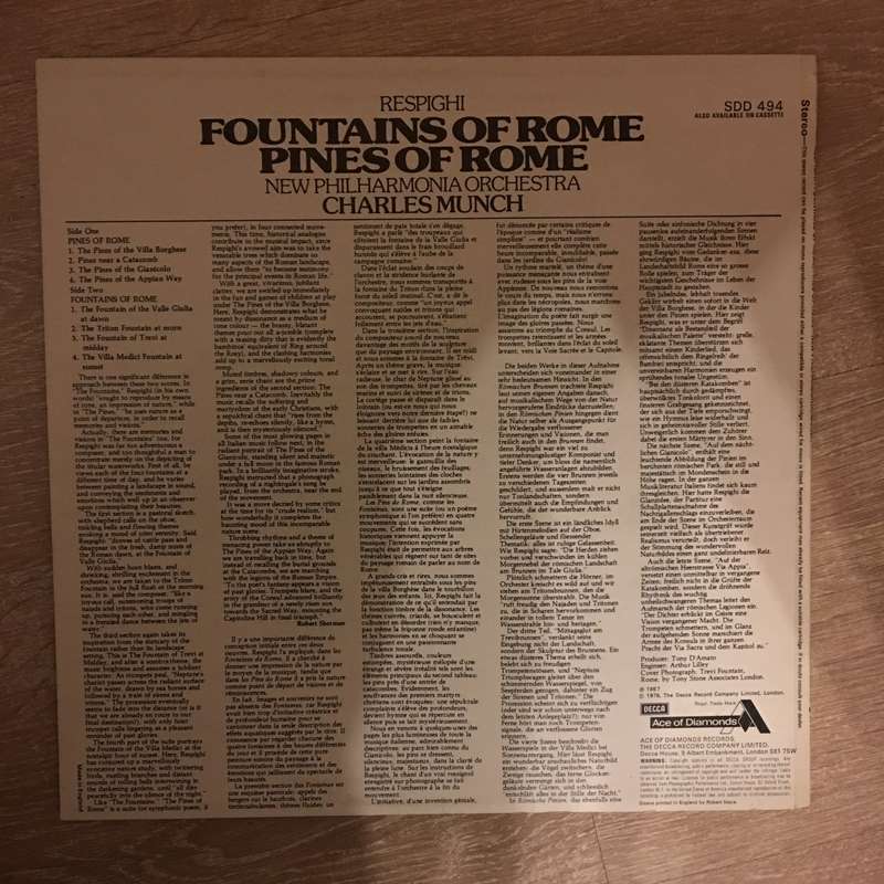 Respighi/ Charles Munch, New Philharmonia Orchestra  Fountains Of Rome / Pines Of Rome -  V...