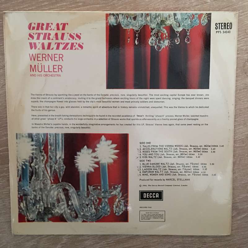 Werner Muller - Great Strauss Waltzes - Vinyl LP Record - Opened  - Very-Good Quality (VG)