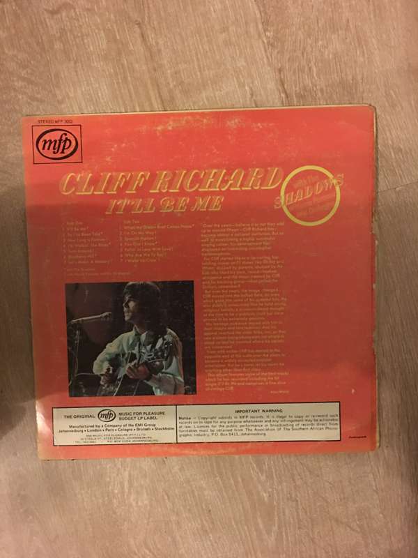 Cliff Richard  (with The Shadows featuring Norrie Paramor And His Orchestra) - It'll Be Me - Viny...