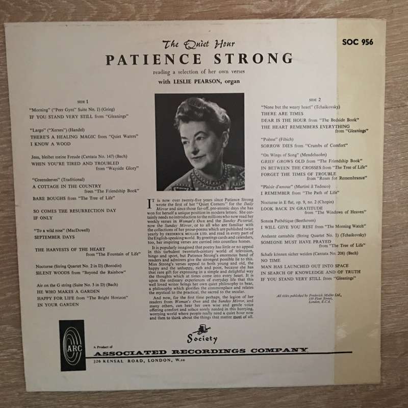 Patience Strong  The Quiet Hour -   Vinyl LP Record - Opened  - Very-Good+ Quality (VG+)