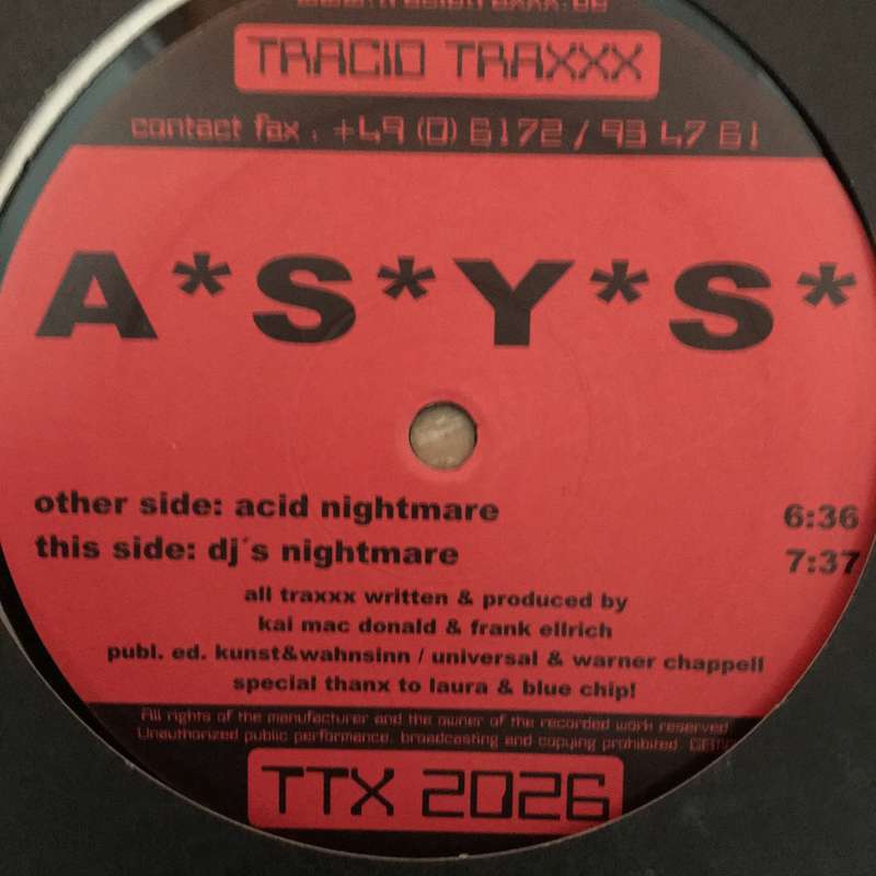A*S*Y*S  Acid Nightmare - Vinyl Record - Opened  - Very-Good+ Quality (VG+)