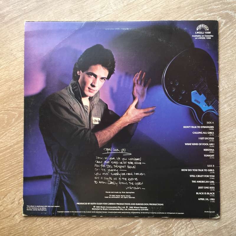 Rick Springfield - Success Hasn't Spoiled Me Yet - Vinyl LP Record - Very-Good Quality (VG)