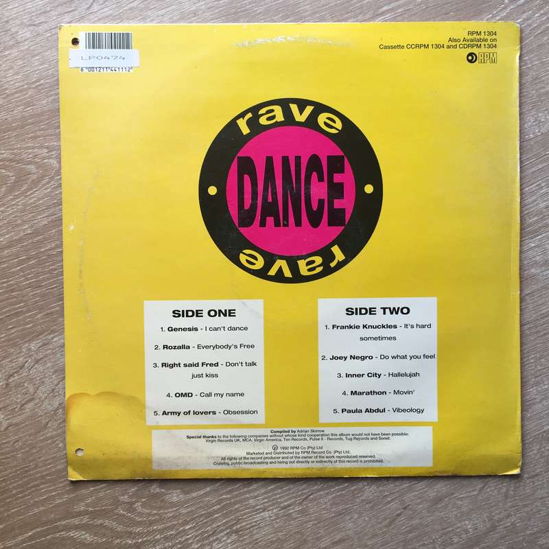 Rave Dance - Remixes -  Vinyl LP Record - Opened  - Very-Good+ Quality (VG+)