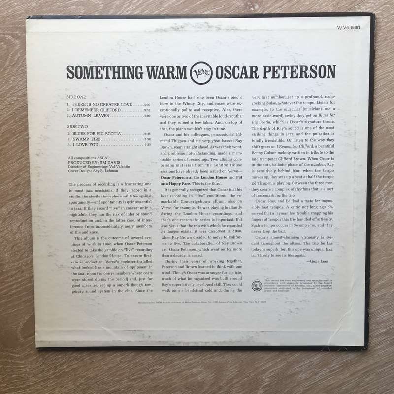 Oscar Peterson  Something Warm  - Vinyl LP - Opened  - Very-Good+ Quality (VG+)