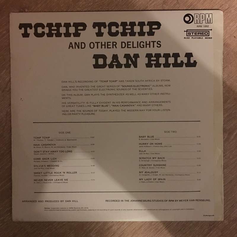 Dan Hill - Tchip Tchip and Other Delights - Vinyl LP Record - Very-Good- Quality (VG-)