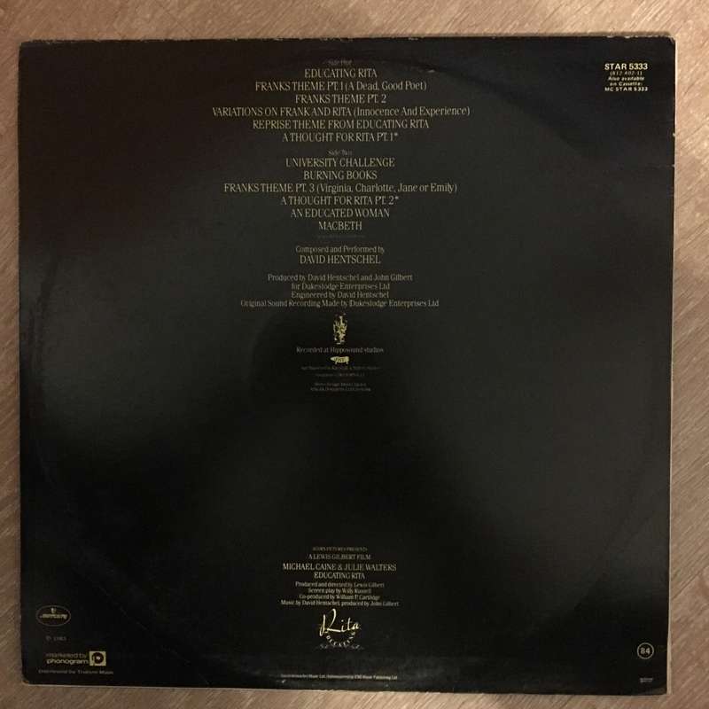 David Hentschel  Educating Rita - Vinyl LP Record - Opened  - Very-Good+ Quality (VG+)