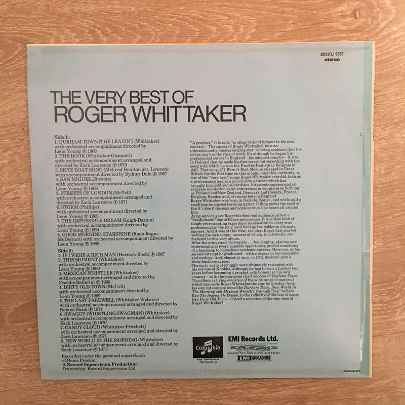 The Very Best of Roger Whittaker - Vinyl LP Record - Opened  - Very-Good Quality (VG)
