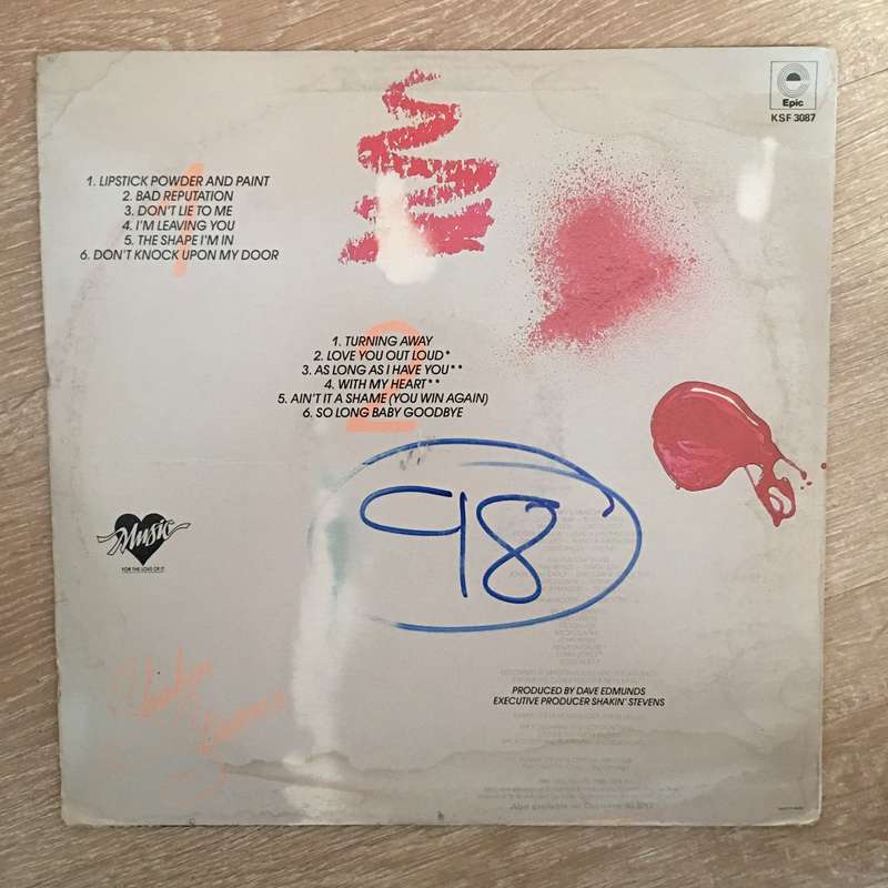 Shakin' Stevens  Lipstick Powder And Paint- LP Record - Opened  - Very-Good+ Quality (VG+)