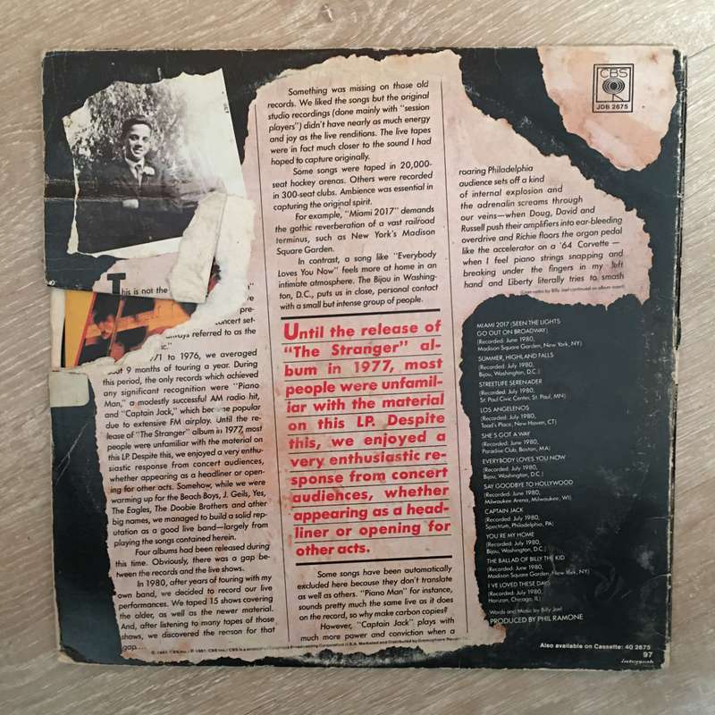 Billy Joel - Songs In The Attic  - Vinyl LP Record - Opened  - Very-Good Quality (VG)