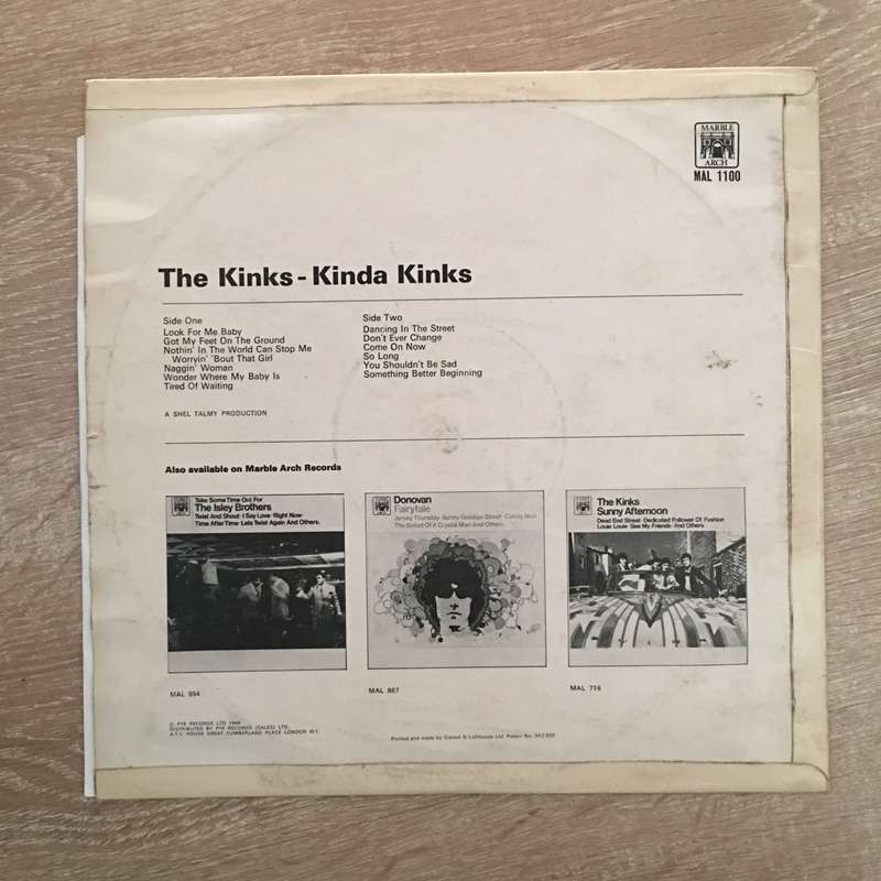 The Kinks  Kinda Kinks - Vinyl LP  Record (VG+)