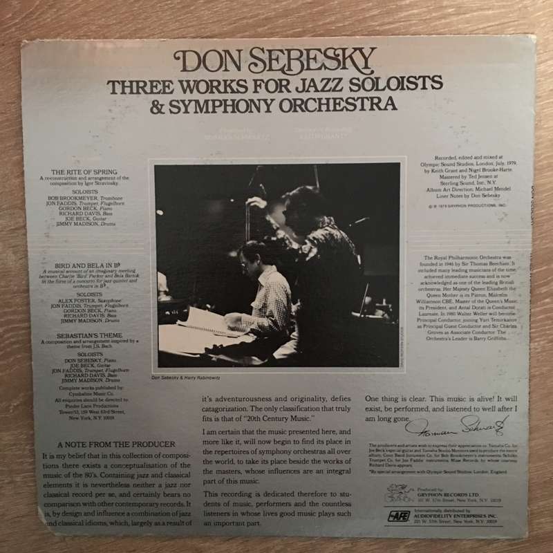 Don Sebesky  Three Works For Jazz Soloists & Symphony Orchestra - Vinyl LP Record - Opened ...