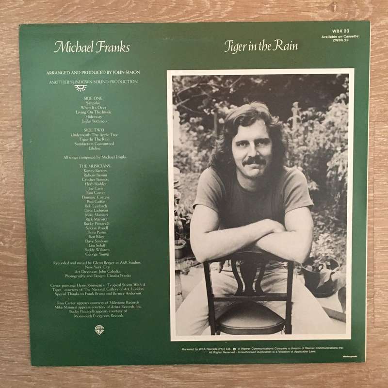 Michael Franks - Tiger In The Rain - Vinyl LP Record - Opened  - Very-Good+ Quality (VG+)