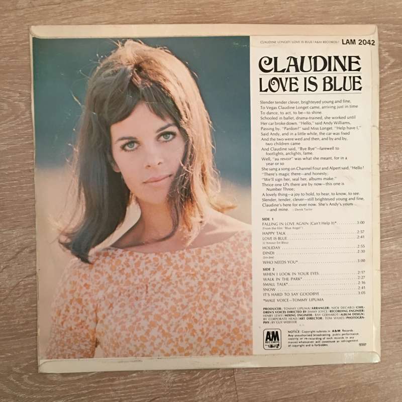 Claudine Longet - Love Is Blue - Vinyl LP Record - Opened  - Very-Good Quality (VG)