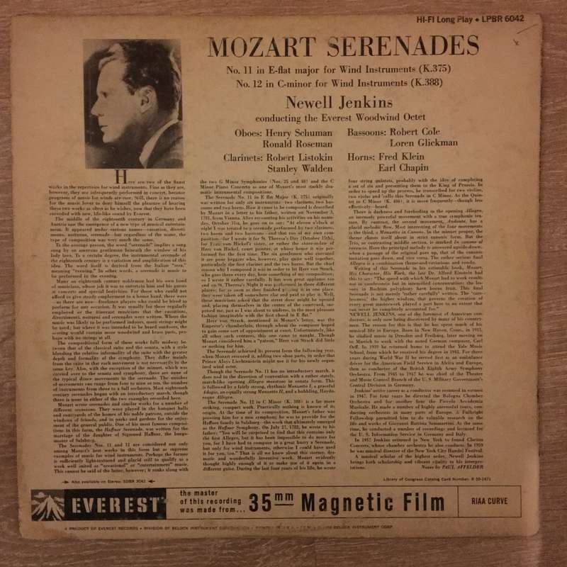 Mozart Serenades - Newell Jenkins  Vinyl LP Record - Opened  - Good+ Quality (G+)