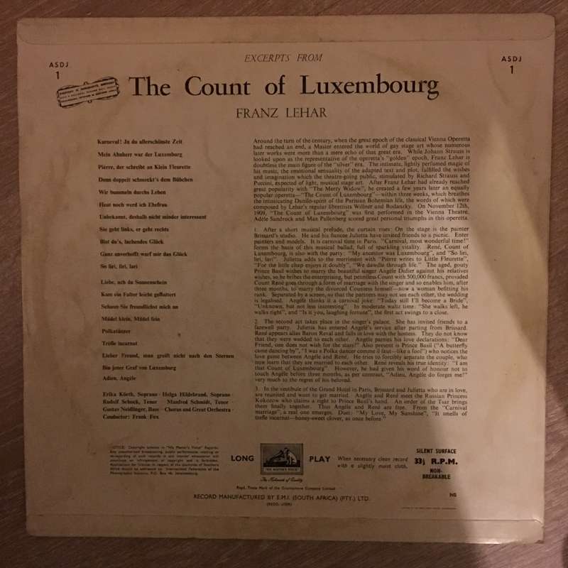 Franz Lehár  The Count Of Luxembourg - Vinyl LP Record - Opened  - Very-Good Quality (VG)