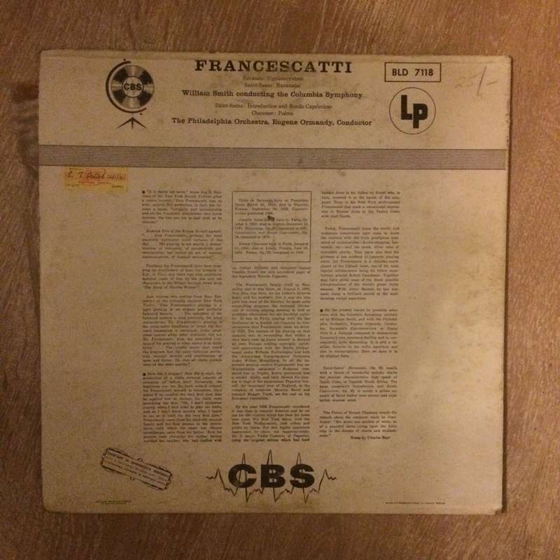 Zino Francescatti / Eugene Ormandy Conducts The Philadelphia Orchestrai- Vinyl LP Record - Opened...