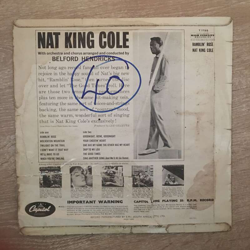 Nat King Cole - Ramblin' Rose -  Vinyl LP Record - Opened  - Good Quality (G)