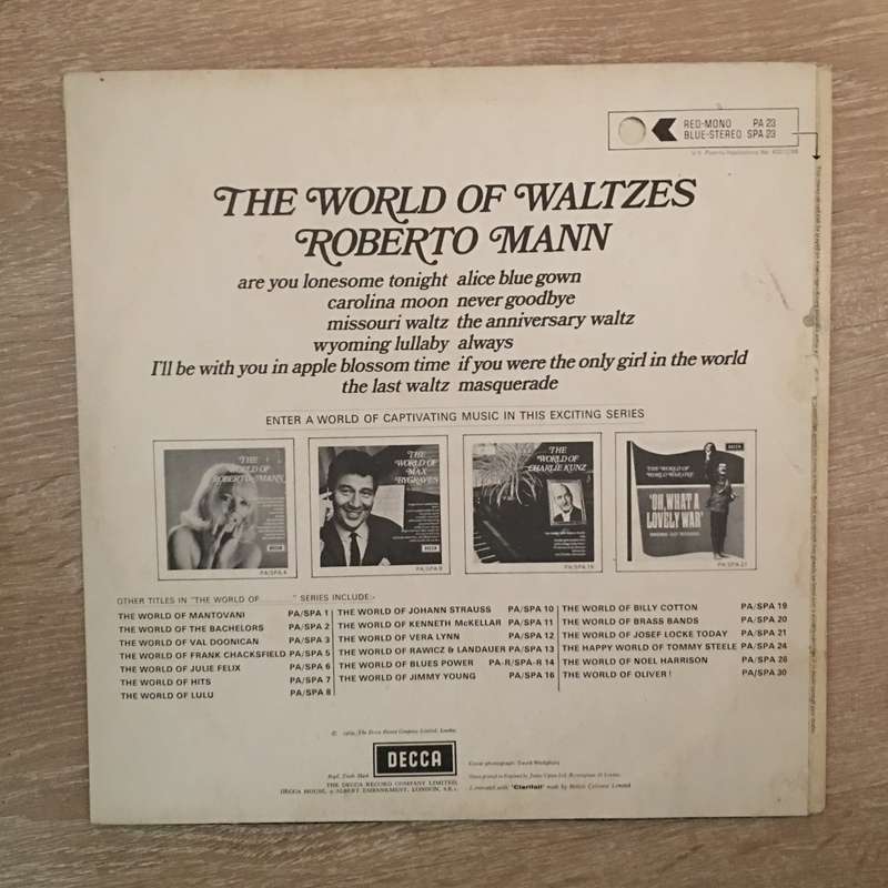 Roberto Mann - The World Of Waltzes - Vinyl LP Record - Opened  - Very-Good+ Quality (VG+)
