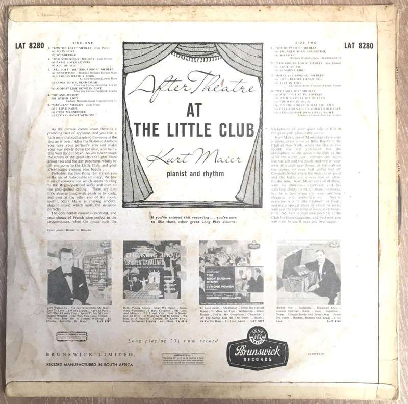 Kurt Maier - Piano and Rythm - After Theatre At The Little Club- Vinyl LP Record - Good+ Quality ...
