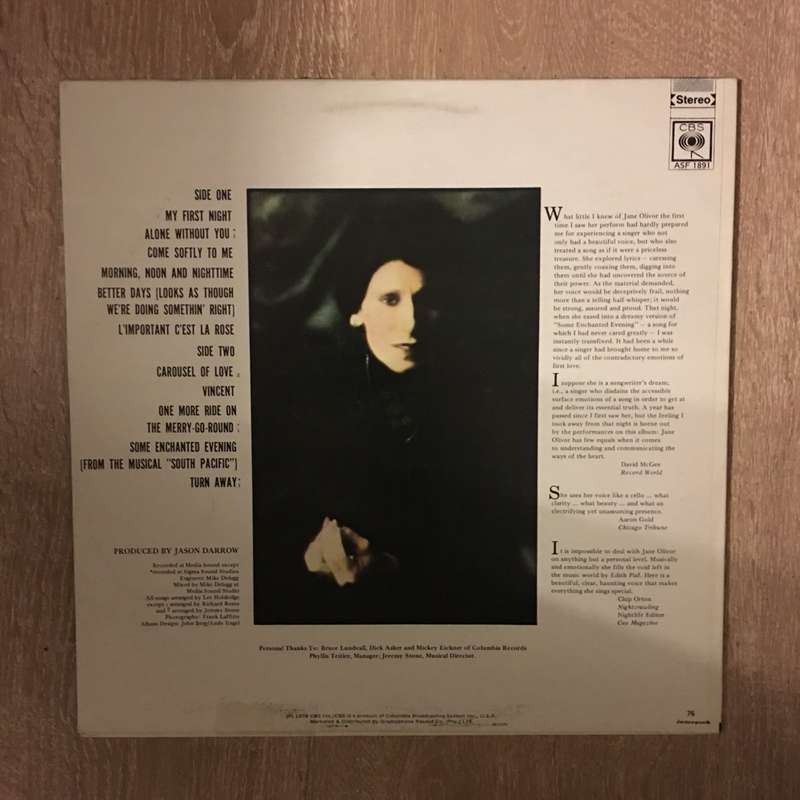 Jane Olivor - First Night - Vinyl LP Record - Opened  - Very-Good Quality+ (VG+)