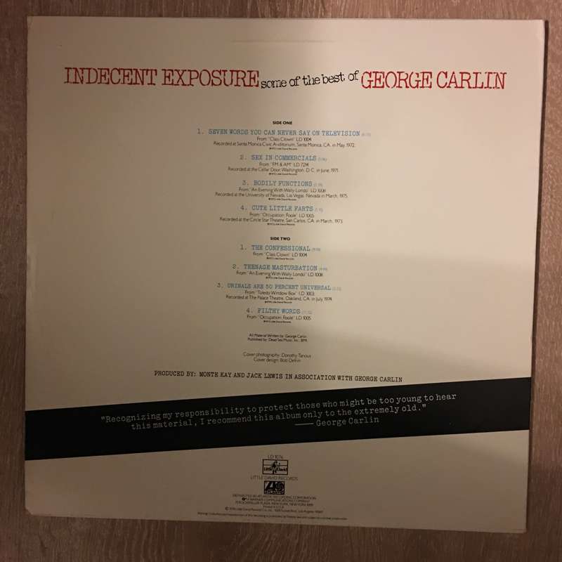 George Carlin  Indecent Exposure: Some Of The Best Of George Carlin - Vinyl Record - Opened...