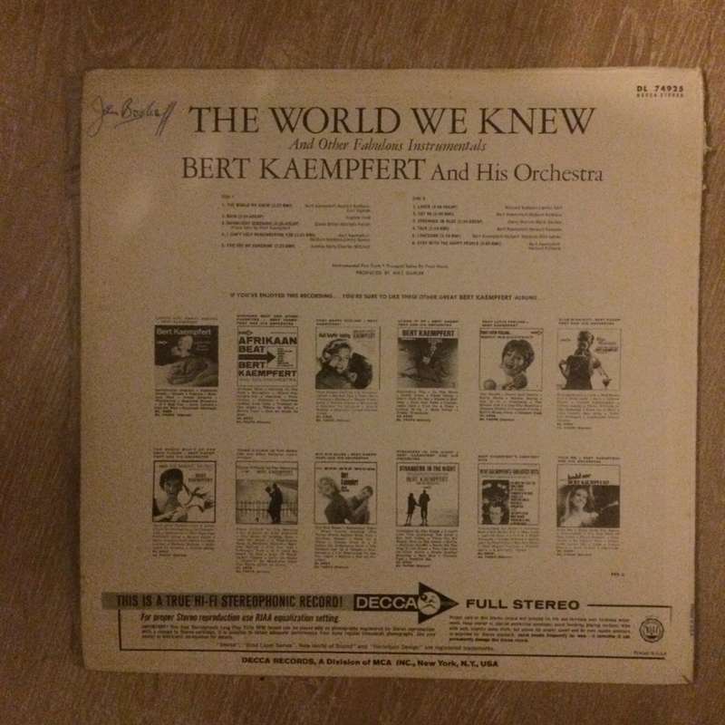 Bert Kaempfert & His Orchestra  The World We Knew - Vinyl LP Record - Opened  - Good+ Quali...