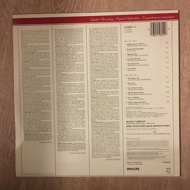 Jessye Norman  With A Song In My Heart - John Williams - Vinyl LP Record - Opened  - Very-G...