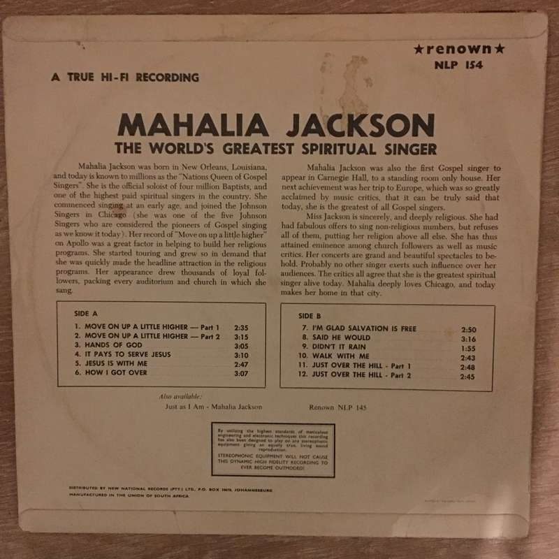 Mahalia Jackson  Mahalia - Vinyl LP Record - Opened  - Very-Good Quality (VG)