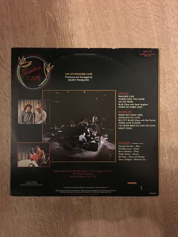 Barry Manilow - 2:00 AM Paradise Cafe  - Vinyl LP Record  - Very-Good+ Quality (VG+)