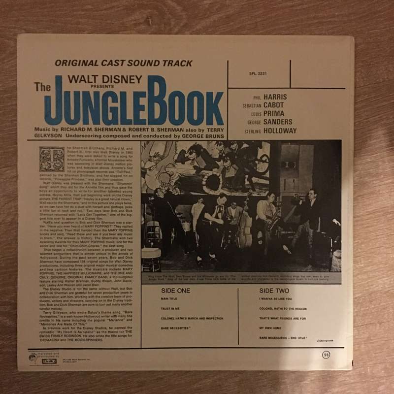 Walt Disney - The Jungle Book -  Vinyl LP Record - Opened  - Very-Good Quality (VG)