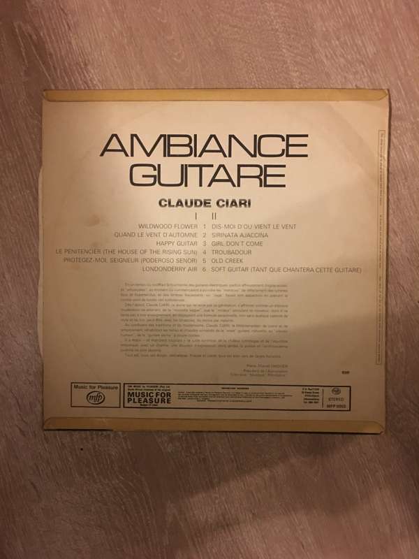 Claude Ciari -Ambience Giutare - Vinyl LP Record - Very-Good Quality (VG)