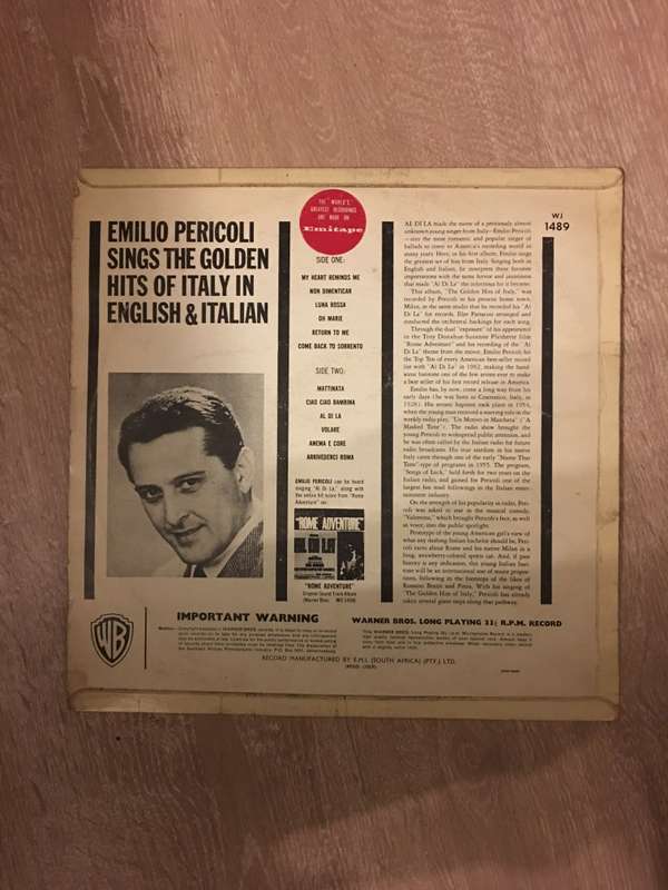 Emilio Pericoli - The Golden Hits of Italy - Vinyl LP Record (VG)