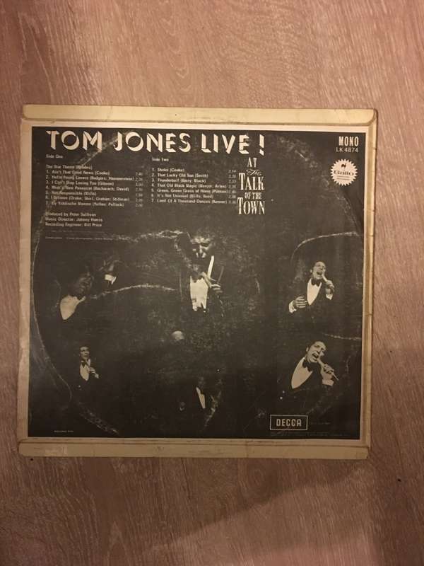 Tom Jones Live - At Talk Of The Town - Vinyl LP Record - Opened  - Good Quality (G)