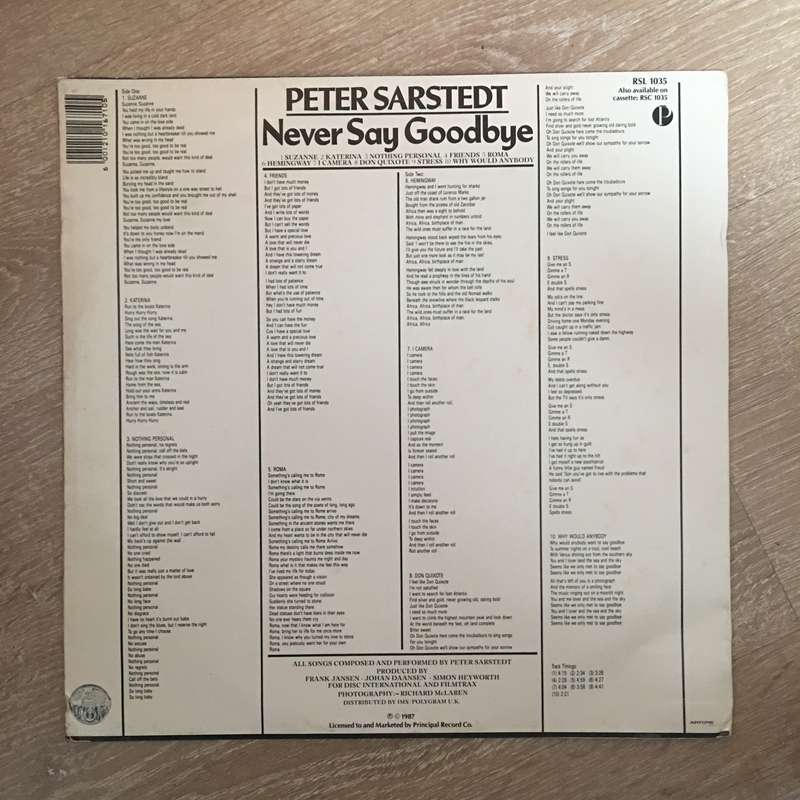 Peter Sarstedt - Never Say Goodbye - Vinyl Record - Opened  - Very-Good Quality (VG)