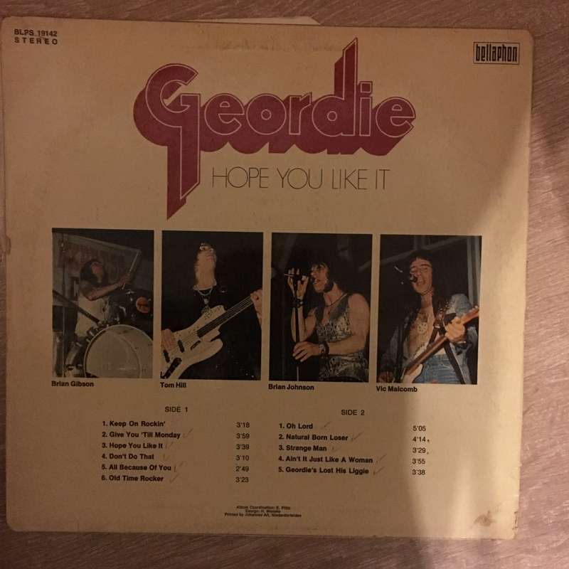 Geordie  Hope You Like It  Vinyl LP Record - Opened  - Good+ Quality (G+)
