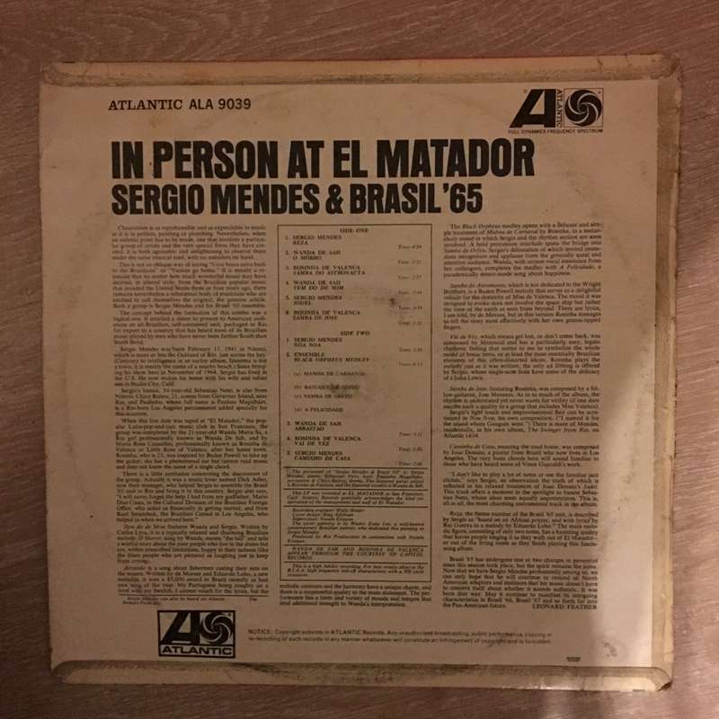 Sergio Mendes And Brasil '65  In Person At El Matador - Vinyl LP Record - Opened  - Very-Go...