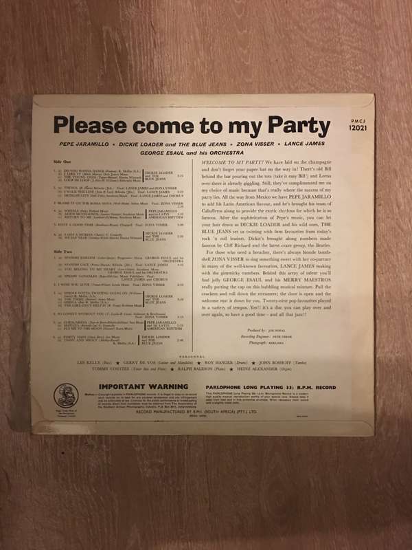 Please Come To My Party - Vinyl LP Record - Opened  - Very-Good+ Quality (VG+)