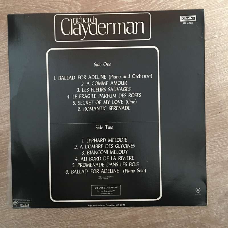 Richard Clayderman - Ballad For Adeline - Vinyl LP Record - Opened  - Very-Good- Quality (VG-)