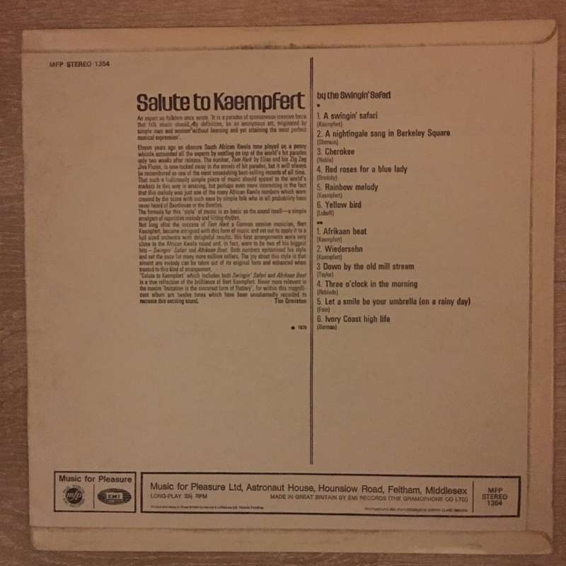 Salute To Kaempfert - Vinyl LP Record - Opened  - Very-Good- Quality (VG-)