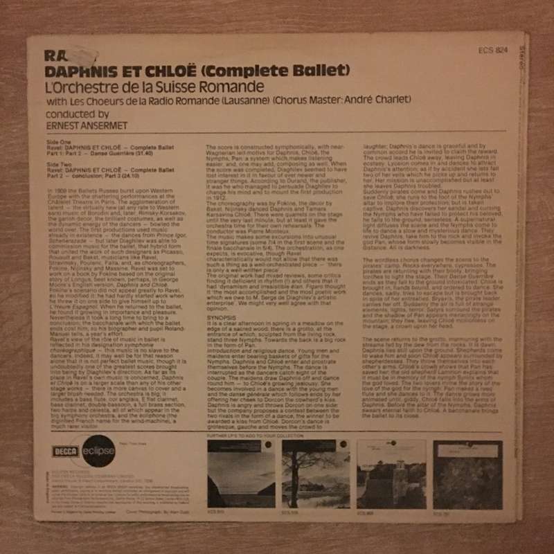 Ravel - Ernest Ansermet Conducting L'Orchestre De La Suisse Romande With Les Choeurs De La Radio ...