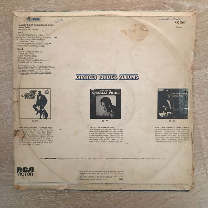 Charley Pride Sings Heart Songs - Vinyl LP Record - Opened  - Good+ Quality (G+)
