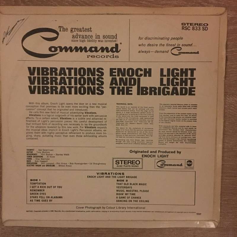 Enoch Light And The Light Brigade  Vibrations  - Vinyl LP Record - Opened  - Very-Good Qual...