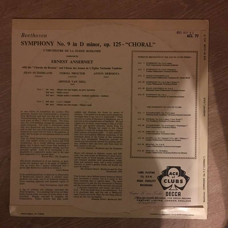 Beethoven, Ansermet, Sutherland, Procter, Dermota, Van Mill  9e Symphonie avec choeurs - Vi...
