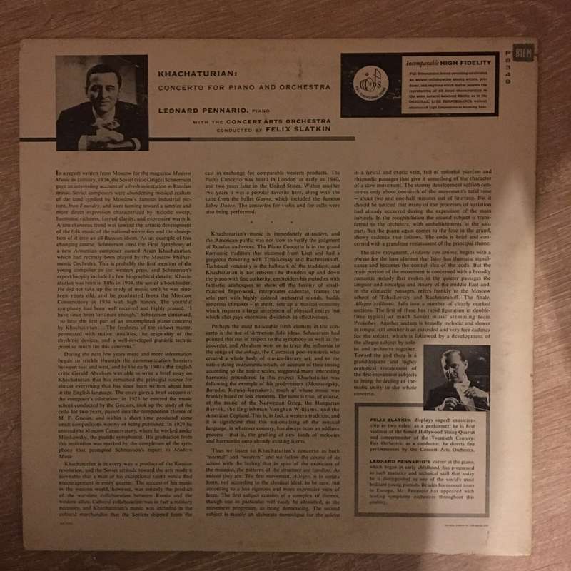 Leonard Pennario, The Concert Arts Orchestra, Felix Slatkin  Khachaturian Piano Concerto  -...