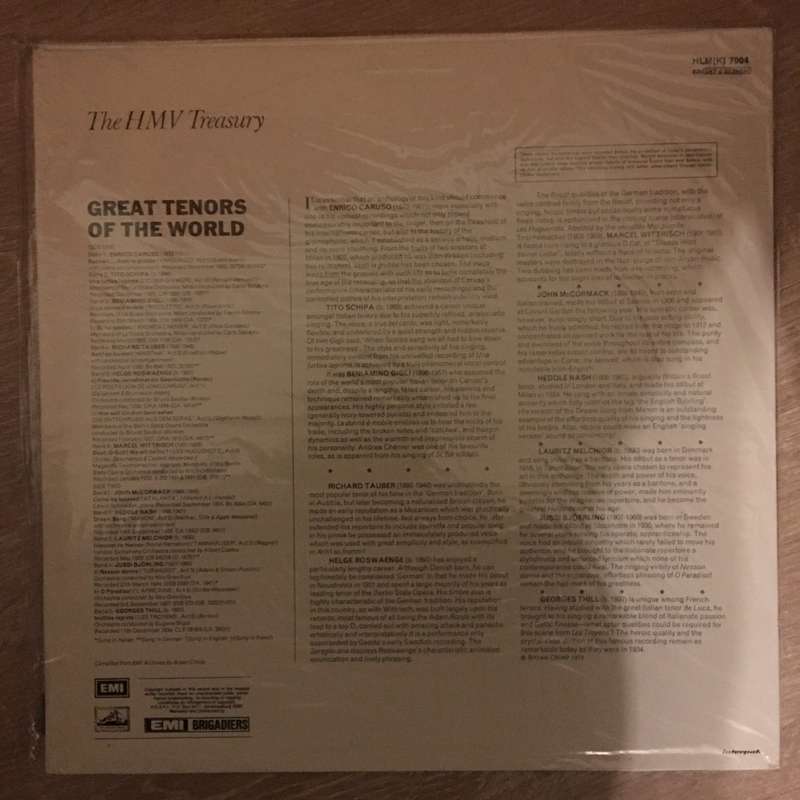 Great Tenors Of The World  - Vinyl LP Record - Opened  - Very-Good+ Quality (VG+)