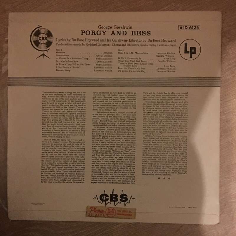 George Gershwin, Dubose Heyward, Ira Gershwin  Porgy And Bess  - Vinyl LP Record - Opened  ...
