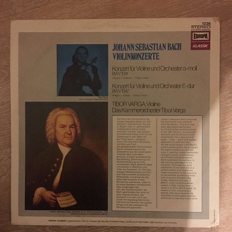 Johann Sebastian Bach - Tibor Varga, Das Kammerorchester Tibor Varga  Violin-Konzerte E-Dur...