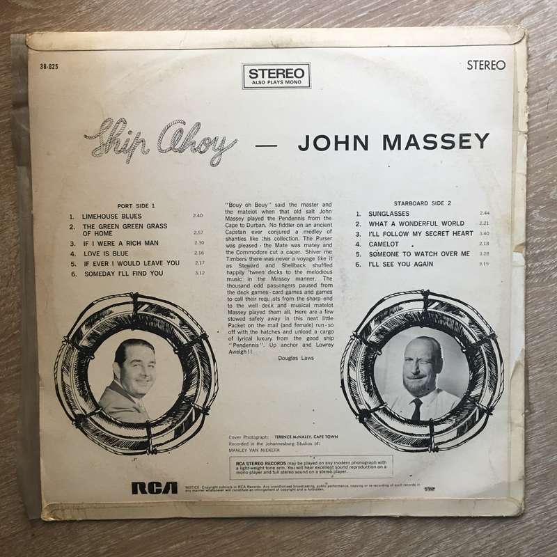 John Massey - Ship Ahoy - Vinyl LP Record - Opened  - Good Quality (G)